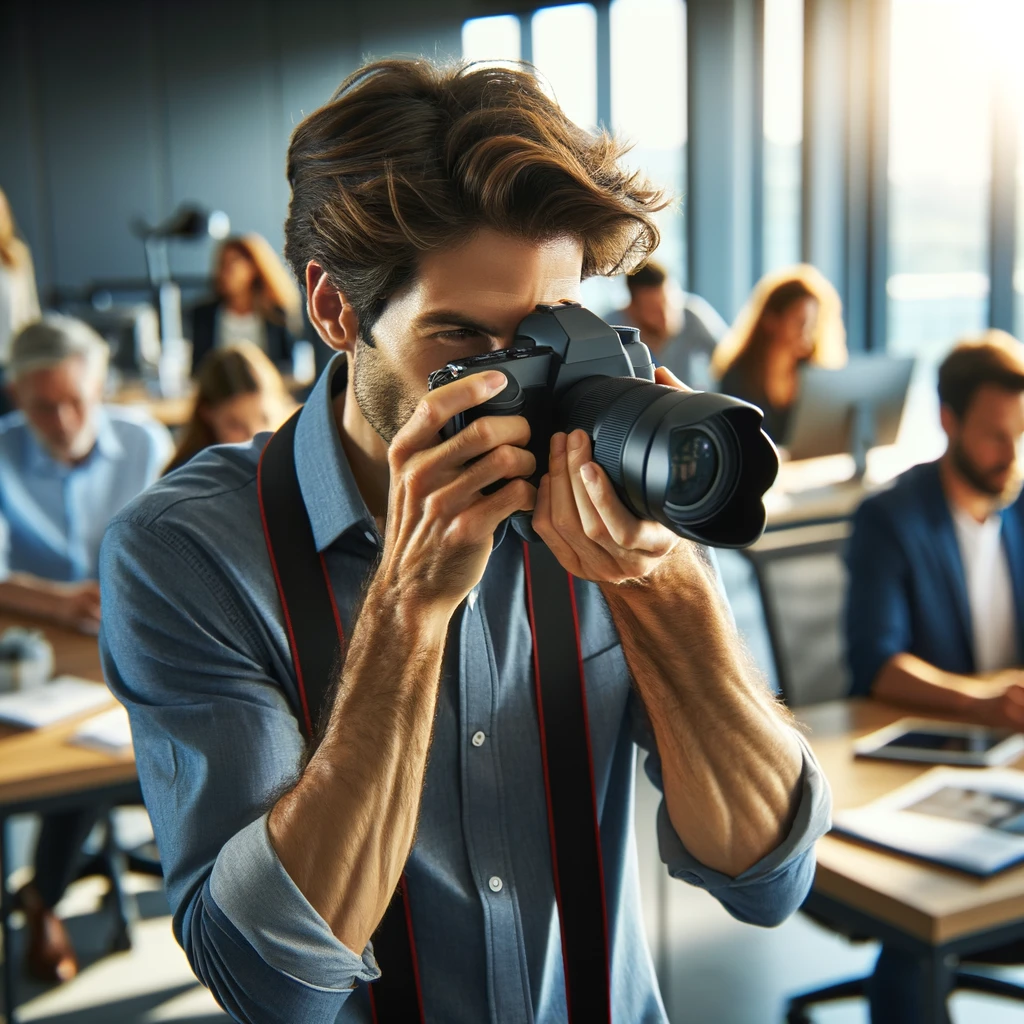 Photographe corporate en action, capturant l'essence d'une entreprise.