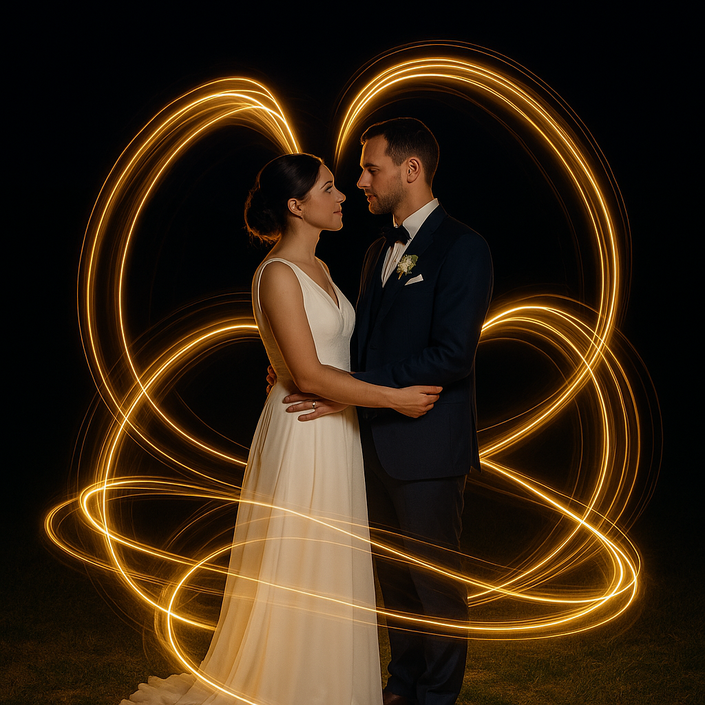 Light Painting - des photos de mariage originales et féériques avec Cécile Clerfayt photographe au Fémin'Ain