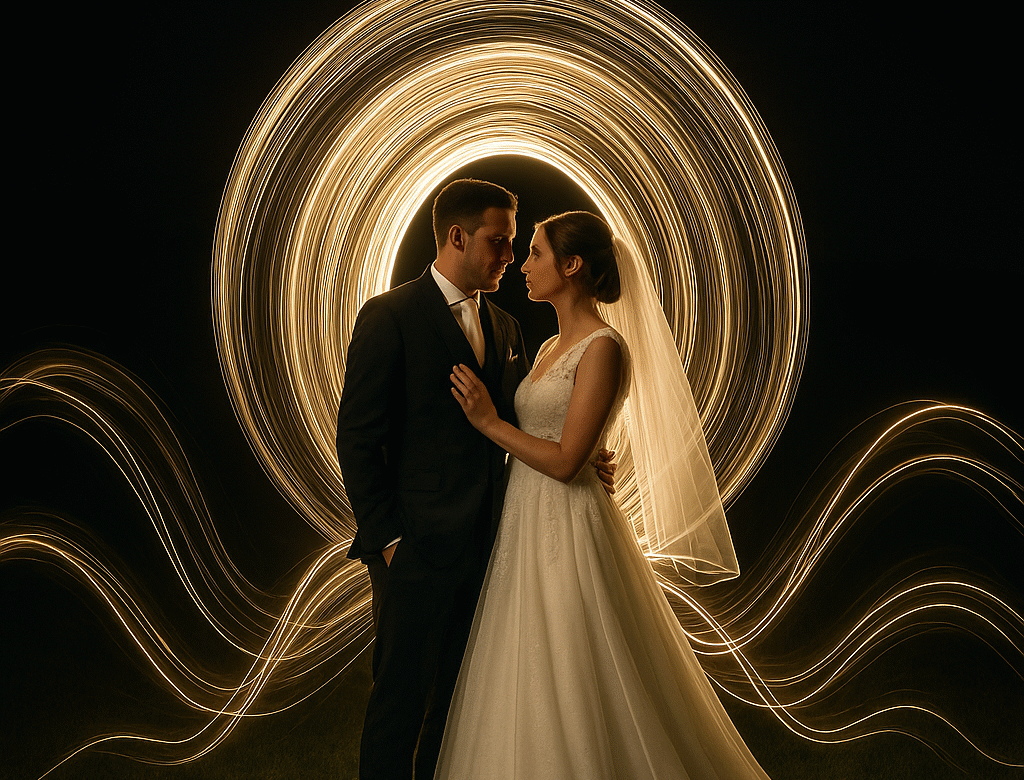 Light Painting - des photos de mariage originales et féériques avec Cécile Clerfayt photographe au Fémin'Ain