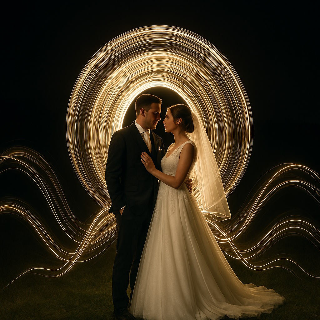 Light Painting - des photos de mariage originales et féériques avec Cécile Clerfayt photographe au Fémin'Ain