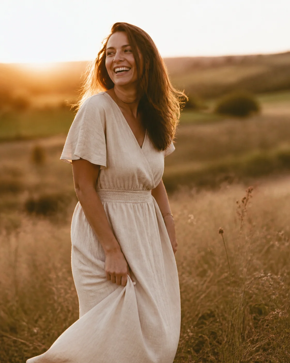 Une séance portrait naturelle au coucher du soleil